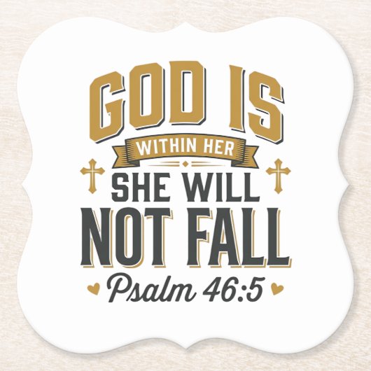 Psalm 46_5 Christelijke typografie vector Kartonnen Onderzetters (Voorkant)