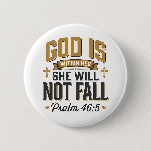 Psalm 46_5 Christelijke typografie vector Ronde Button 5,7 Cm (Voorkant)