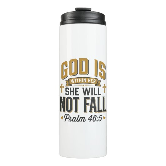 Psalm 46_5 Christelijke typografie Vector Thermosbeker (Voorkant)