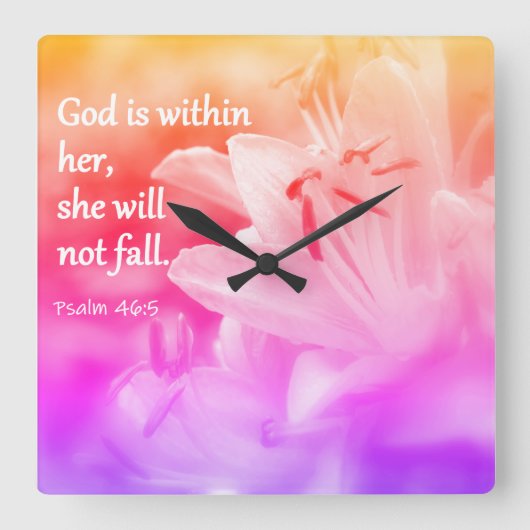 Psalm 46:5 Clock Vierkante Klok (Voorkant)