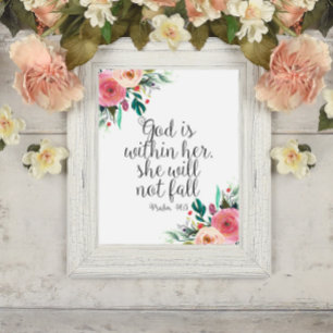 Psalm 46:5 God is binnen haar, Meisje Bijbel Schri Poster