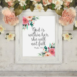 Psalm 46:5 God is binnen haar, Meisje Bijbel Schri Poster