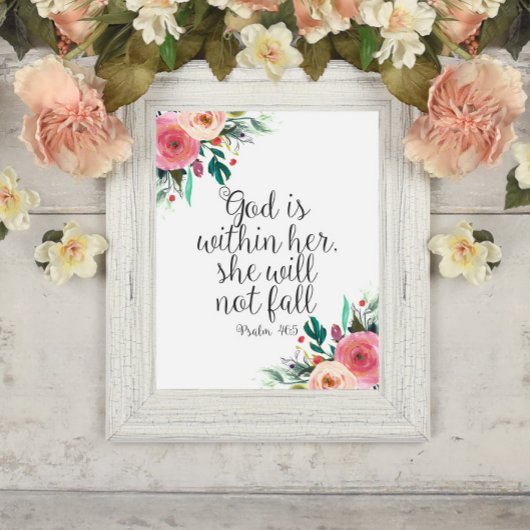 Psalm 46:5 God is binnen haar, Meisje Bijbel Schri Poster