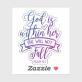Psalm 46:5 "God is binnen haar prachtige Waterverf Sticker (Vel)