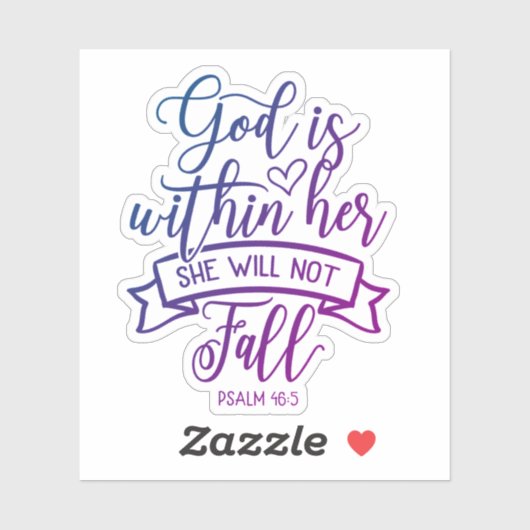 Psalm 46:5 "God is binnen haar prachtige Waterverf Sticker (Vel)
