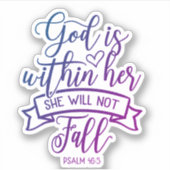 Psalm 46:5 "God is binnen haar prachtige Waterverf Sticker (Voorkant)