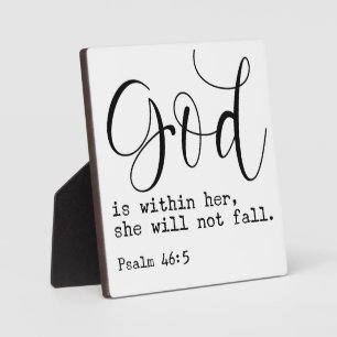 Psalm 46:5 God is binnen haar Teken van de Schrift Fotoplaat