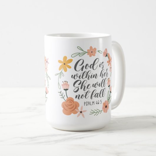 Psalm 46:5 God is binnen haar zij zal niet herfste Koffiemok (Voorkant rechts)