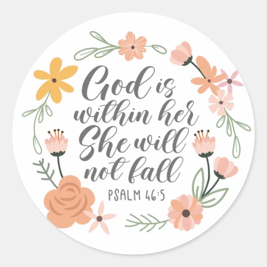 Psalm 46:5 God is binnen haar zij zal niet herfste Ronde Sticker (Voorkant)