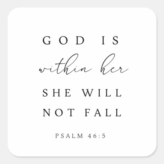 Psalm 46:5 God is in haar midden Vierkante Sticker (Voorkant)