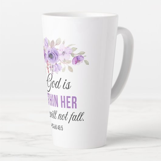 Psalm 46:5 God is in haar Schriftbloem Latte Mok (Rechterhoek)