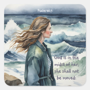 Psalm 46:5 God is in het midden van haar Vierkante Sticker