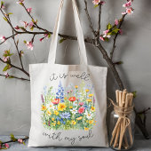 Psalm 46 Christelijke wilde bloemen Tote Bag
