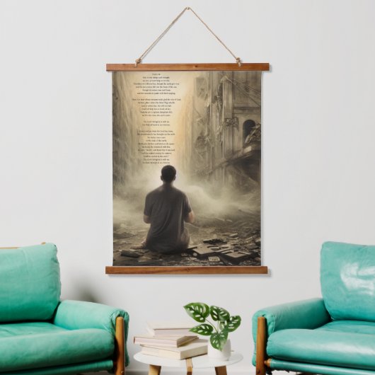 Psalm 46, gebed te midden van vernieling hangend wandkleed (Woonkamer)