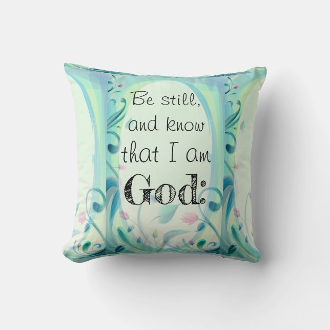 Psalm 46 nog steeds roze Floral Kussen (Voorkant)