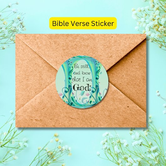 Psalm 46 nog steeds roze Floral Ronde Sticker