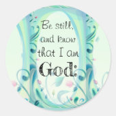 Psalm 46 nog steeds roze Floral Ronde Sticker (Voorkant)