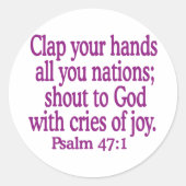 Psalm-47-1 Ronde Sticker (Voorkant)