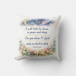 Psalm 4:8 Bedroom Wall Art, Messianic Jewish Gift Kussen