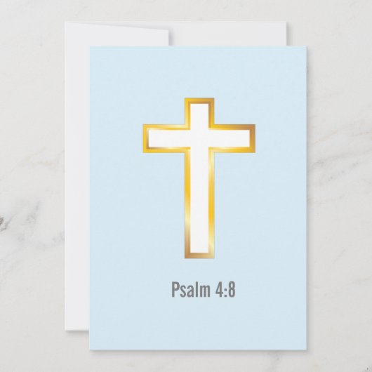 Psalm 4:8 Bijbel Verse met Gold Foil Cross-Kaart (Voorkant)