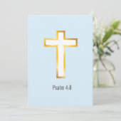 Psalm 4:8 Bijbel Verse met Gold Foil Cross-Kaart (Staand voorkant)