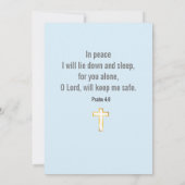 Psalm 4:8 Bijbel Verse met Gold Foil Cross-Kaart (Achterkant)