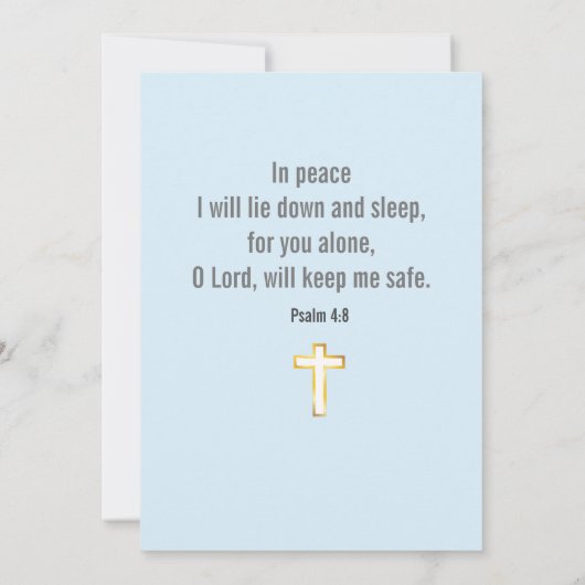 Psalm 4:8 Bijbel Verse met Gold Foil Cross-Kaart (Achterkant)