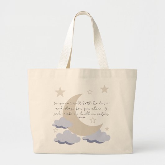 Psalm 4:8 grote tote bag (Voorkant)