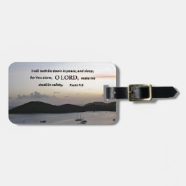 Psalm 4:8 Ik zal allebei in vrede liggen.... Bagagelabel