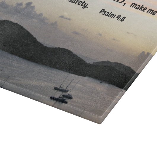 Psalm 4:8 Ik zal allebei in vrede liggen.... Snijplank (Hoek)