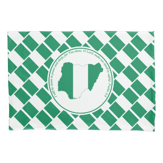PSALM 4:8 Manuscript Gepersonaliseerd NIGERIA VLAG Kussensloop (Voorkant)