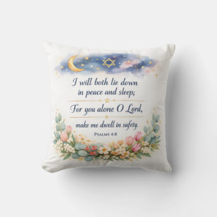 Psalm 4:8 Slaapkamer Muur Kunst, Messiaanse Joodse Kussen