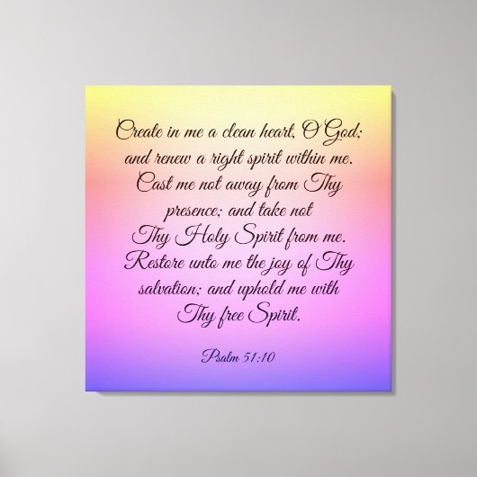 Psalm 51:10-12 Canvas Print (Voorkant)