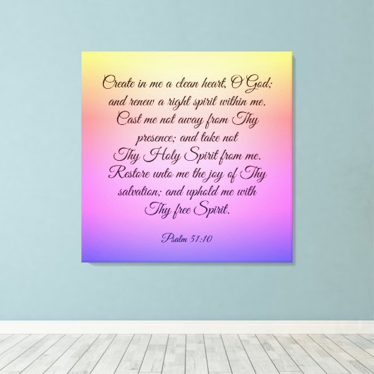 Psalm 51:10-12 Canvas Print (Insitu (Houten vloer))
