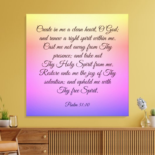 Psalm 51:10-12 Canvas Print (Insitu (Woonkamer))