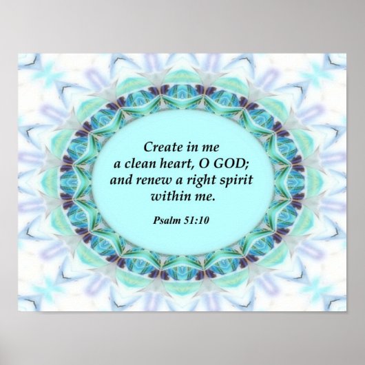 Psalm 51:10 Christelijk Poster (Voorkant)