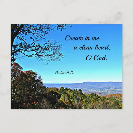 Psalm 51:10 Creëer in me een schoon hart... Briefkaart (Voorkant)