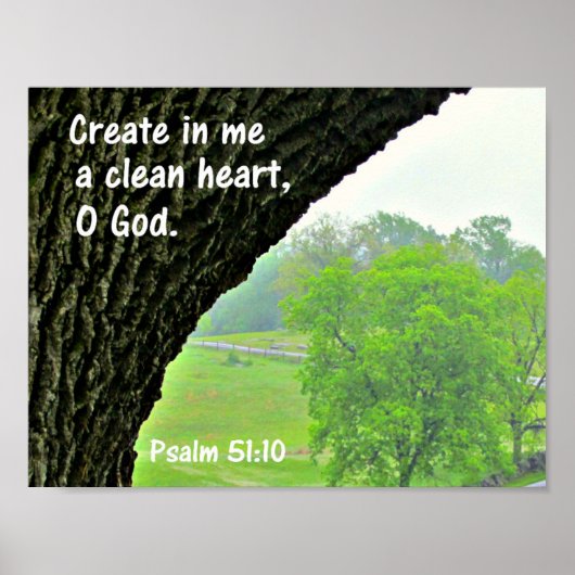 Psalm 51:10 Creëer in me een schoon hart Poster (Voorkant)