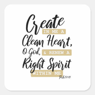 Psalm 51:10 Jezus Christelijk Bijbelvers Vierkante Sticker