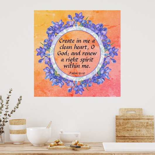 Psalm 51:10 poster (Keuken)