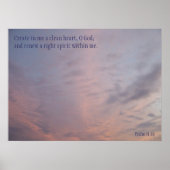 Psalm 51:10 Poster Pink Clouds on Blue Sky (Voorkant)