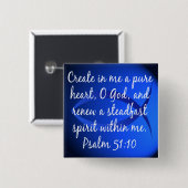 Psalm 51:10 vierkante button 5,1 cm (Voorkant /achterkant)