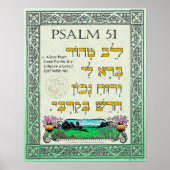 Psalm 51:12 ~ Hebreeuws, Engels en transliteratie Poster (Voorkant)