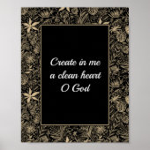 Psalm 51 Aangepaste Floral Bleek Gold Black Bathro Poster (Voorkant)