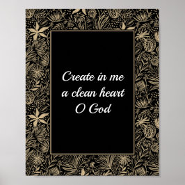Psalm 51 Aangepaste Floral Bleek Gold Black Bathro Poster
