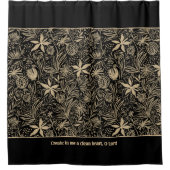 Psalm 51  Bord Gouden Bloem Zwart Douchegordijn (Voorkant)