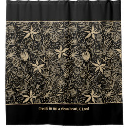 Psalm 51  Bord Gouden Bloem Zwart Douchegordijn