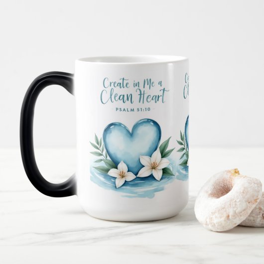 Psalm 51 Waterverf Hart Bruiloftsgeschenk Mok (Met donut)