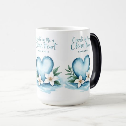 Psalm 51 Waterverf Hart Bruiloftsgeschenk Mok (Voorkant rechts)