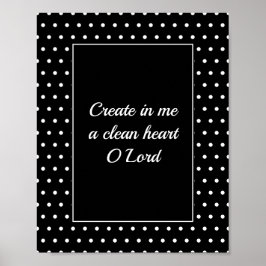 Psalm 51 White Polka Dot Christelijk Bathroom Poster